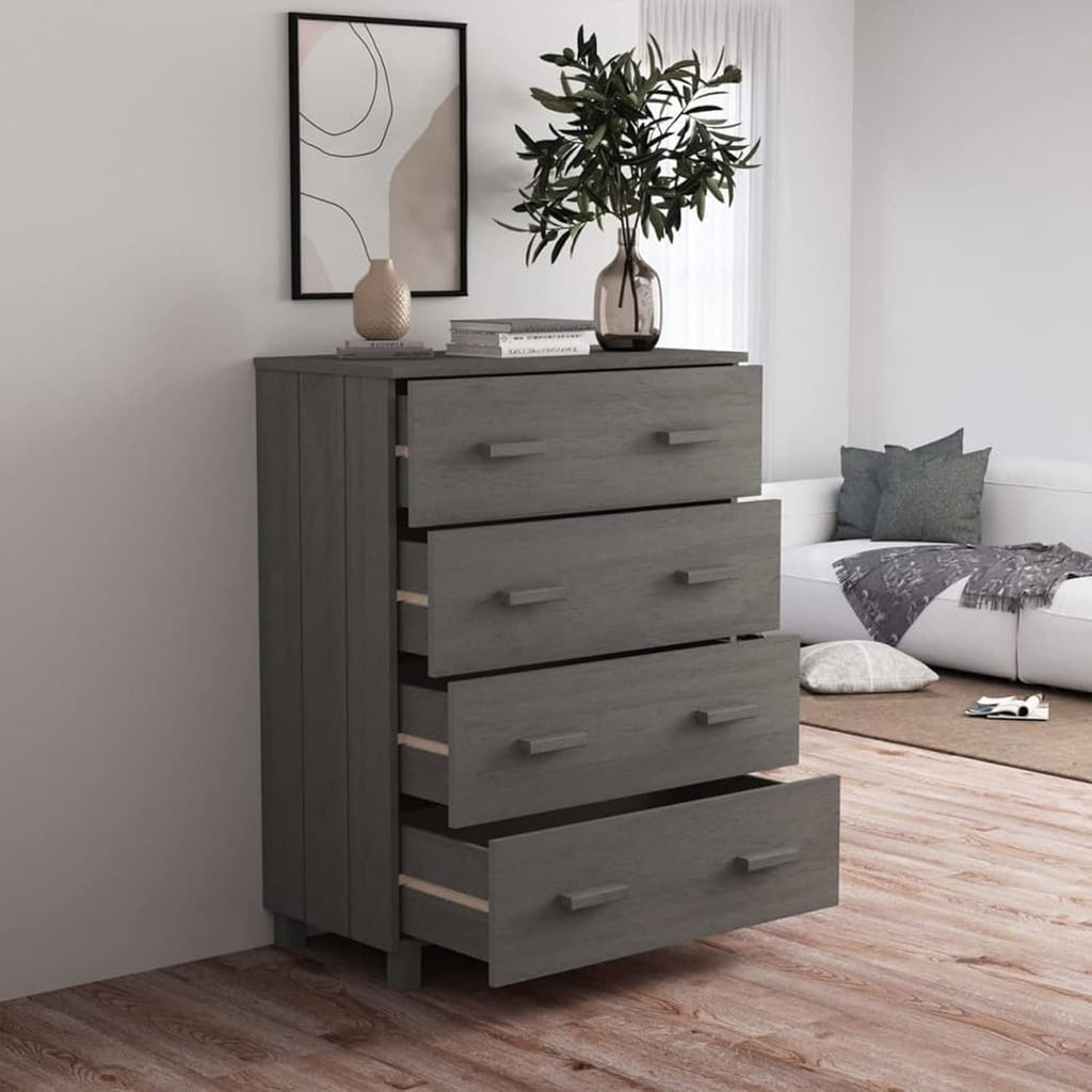 Sideboard Buffet Cabinet with 3 Drawers, Pine Wood, Light Gray P2675