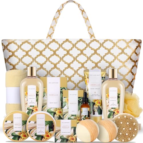 Spa Luxetique Spa Baskets for Women Gift, Gift Basket for Women, 15pcs Rose Spa Sets, Spa Kit Includes Bath Oil, Bath Salt, Bubble Bath, Woman Gifts, Birthday Gifts for Women
