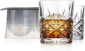 Godinger Old Fashioned Whiskey Glasses and Ice Ball Sphere Mold Whiskey Chilling Set - Dublin Collection, Set of 2
