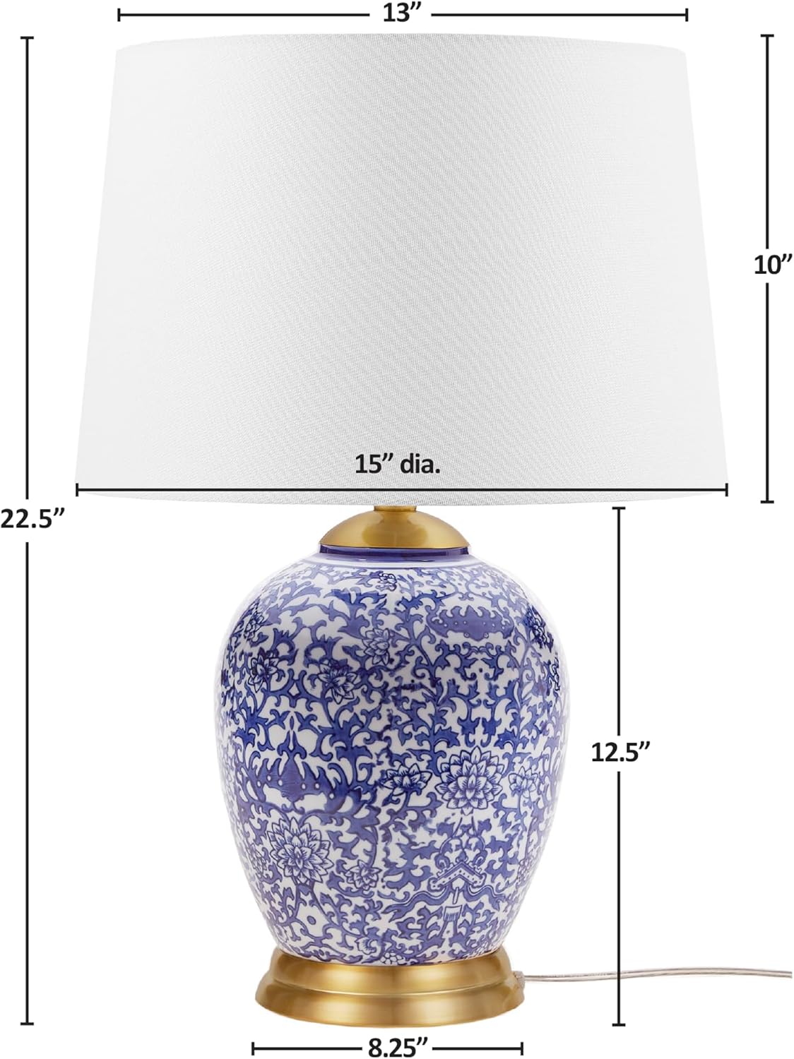Ceramic Urn Table Lamp with Drum Shade, 22.5" Blue R62336