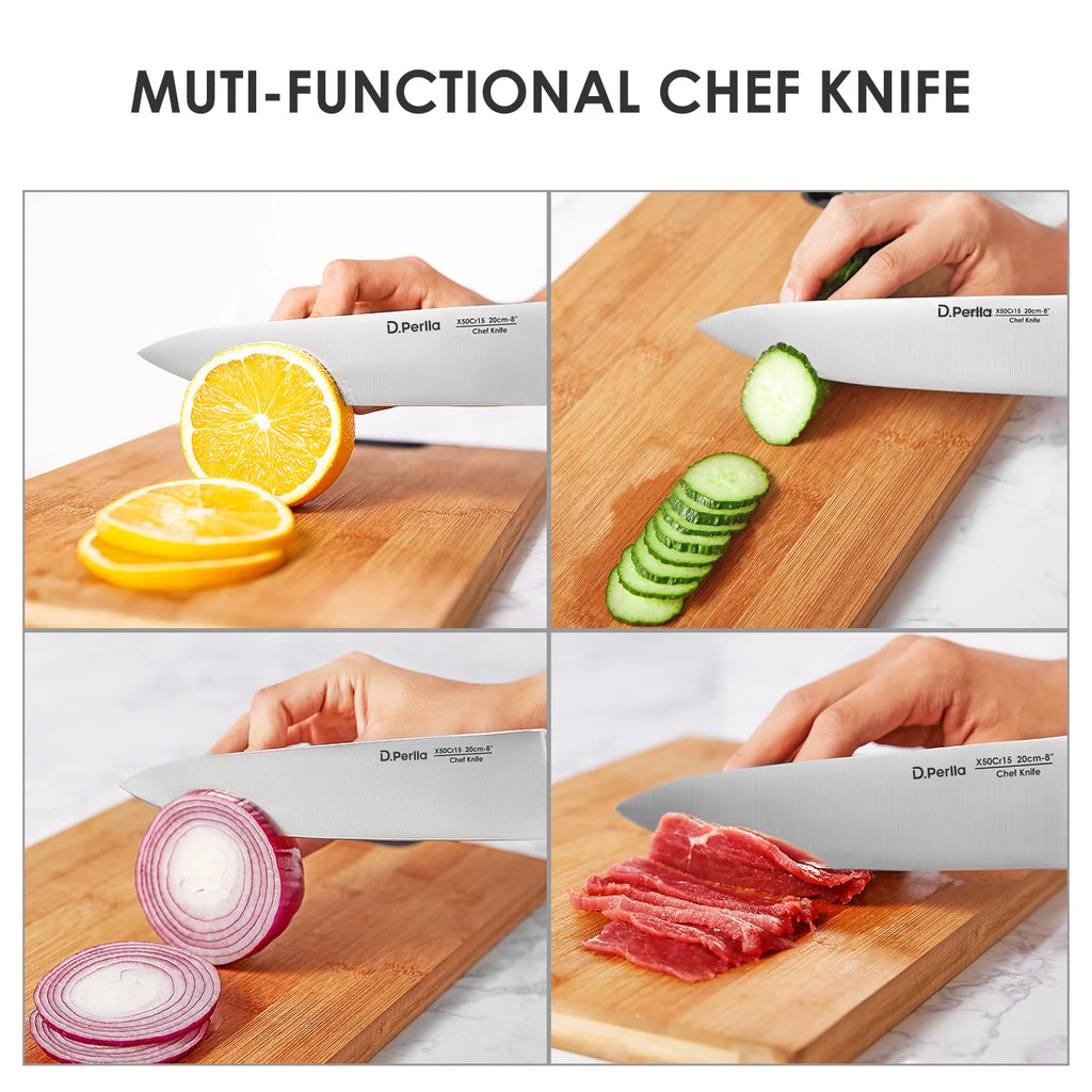 High Carbon Stainless Steel Kitchen Knife Set, 14 Pieces with Acrylic Stand W999304