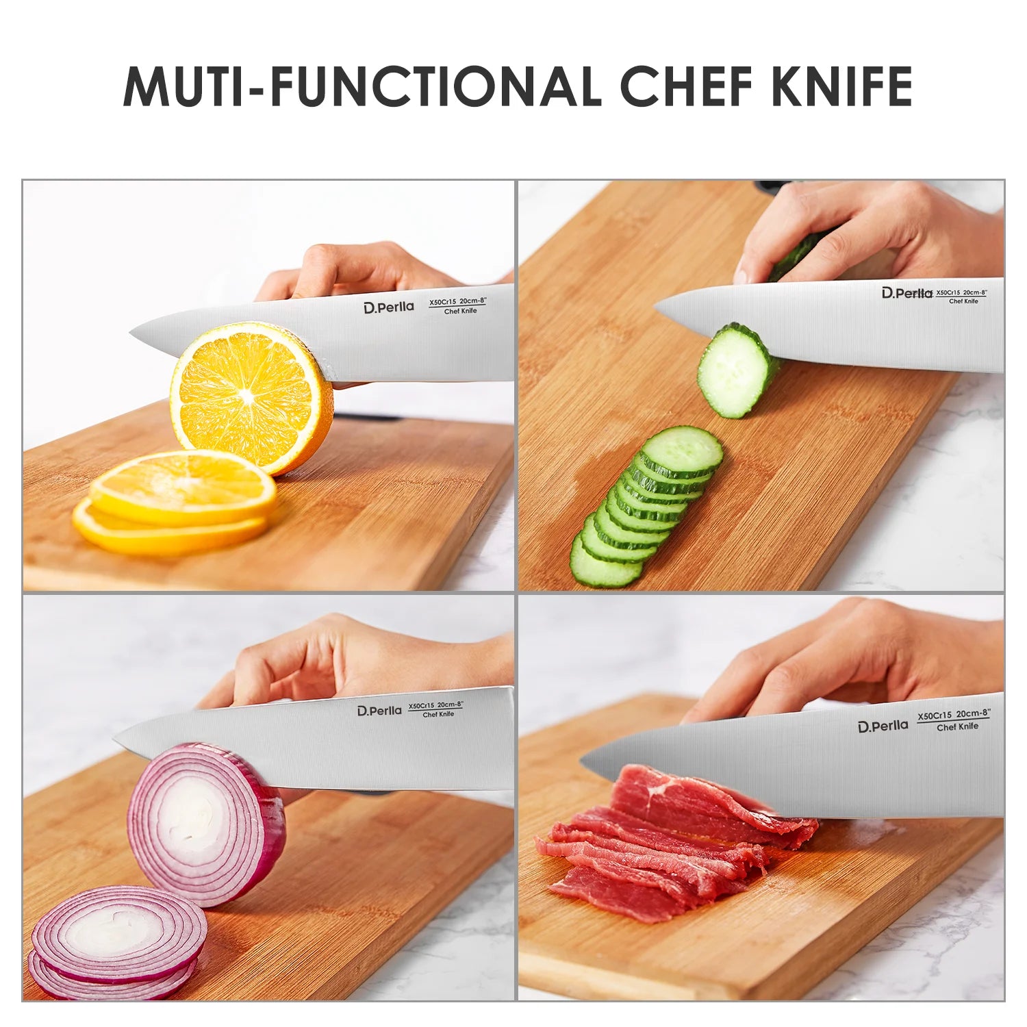 High Carbon Stainless Steel Kitchen Knife Set, 14 Pieces with Acrylic Stand W999304