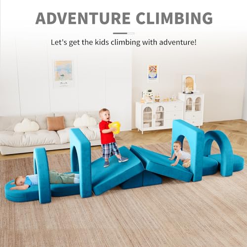 Modular Kids Play Couch with Triangular Cushions and Arches, Gray X365274