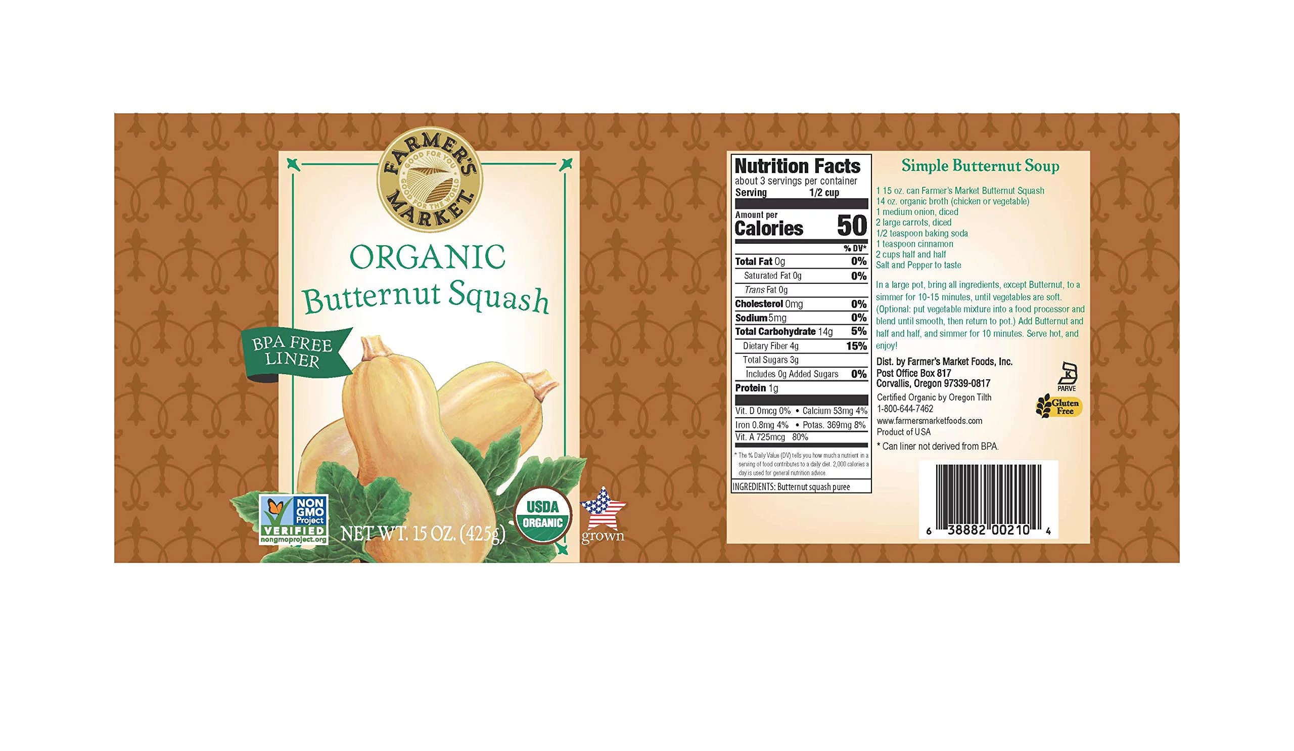 Organic Butternut Squash, 15-Ounce Cans (Pack of 12) Q7114