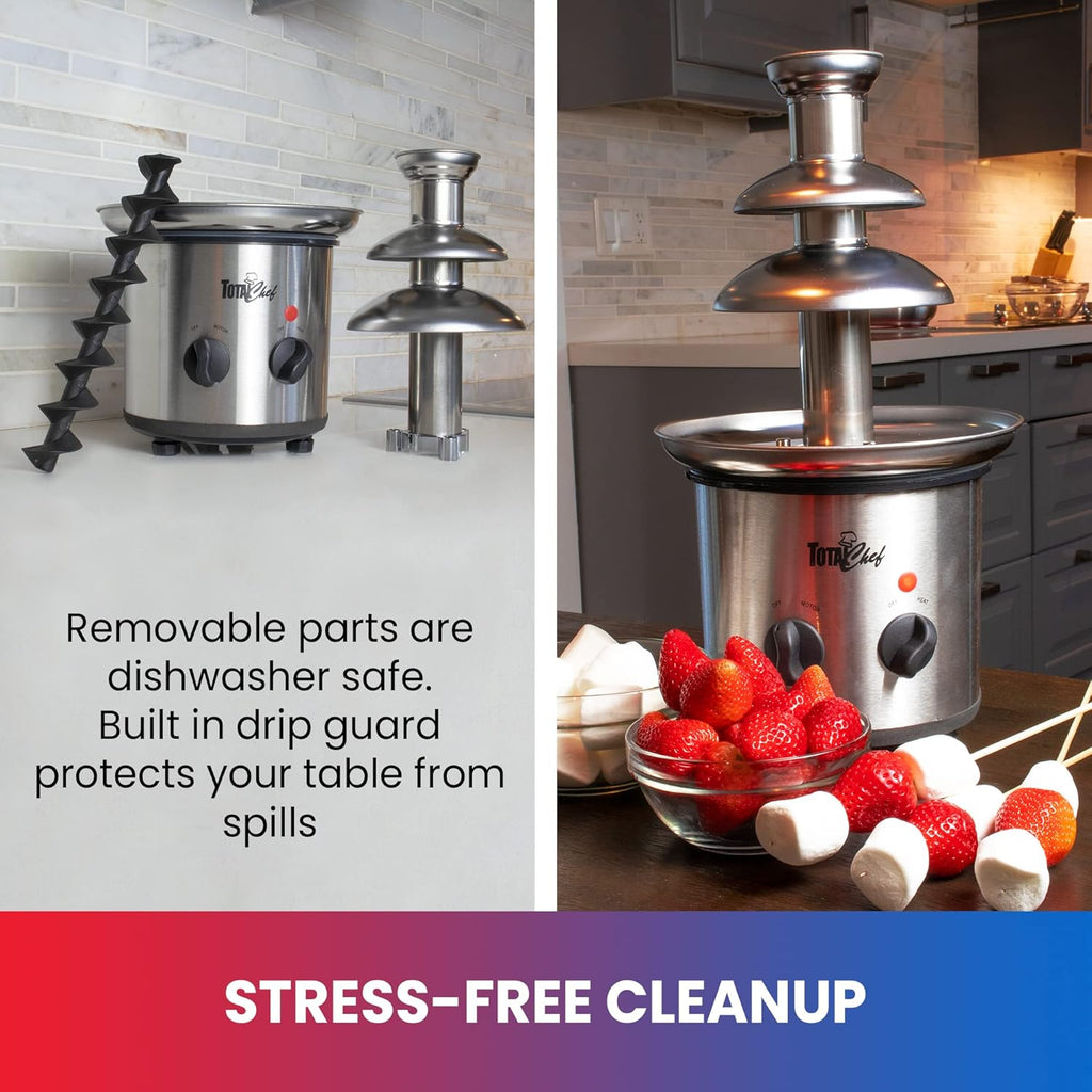 3 Tier Electric Chocolate Fondue Fountain Machine Stainless Steel Adjustable Temperature K8458
