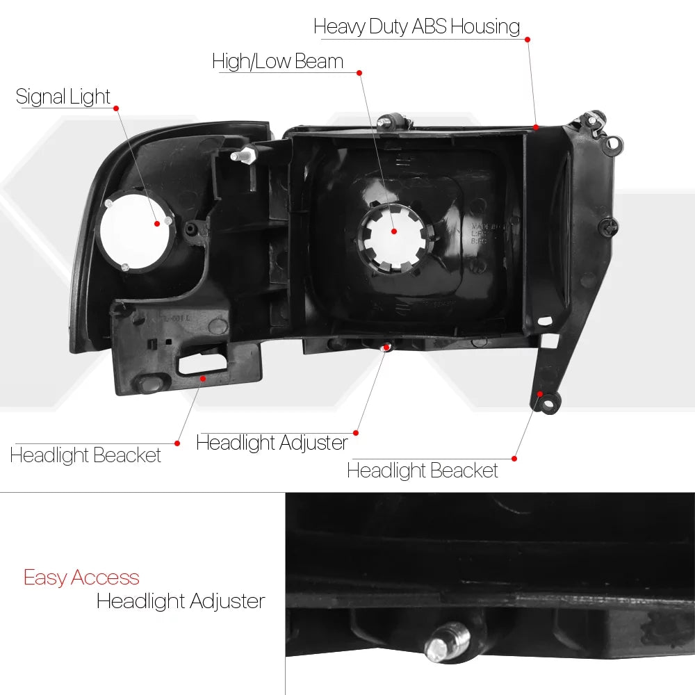 Chrome Housing Headlight Clear Corner Turn Signal Reflector for Dodge Ram 1994-2002 Z5492