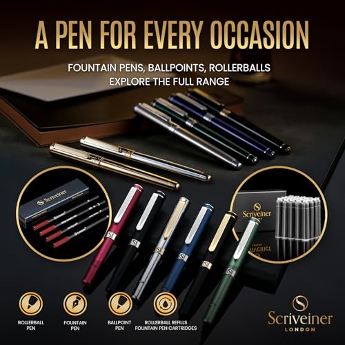 Luxury Fountain Pen with Chrome Finish, Medium Nib, Gift Set Z27727