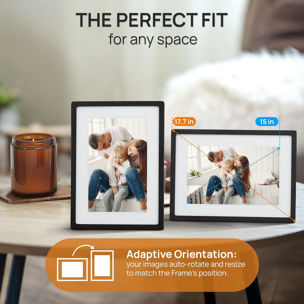 Digital Picture Frame with WiFi and Touch Screen, 15 Inch Black T725