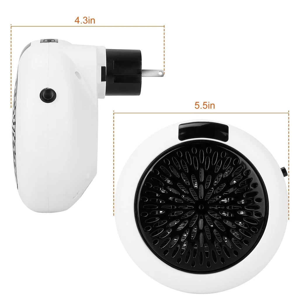 Portable Space Heater Fan Wall Outlet Plug-in P9992
