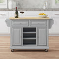 Glenwillow Home Kitchen Cart in Cherry with Wood Top