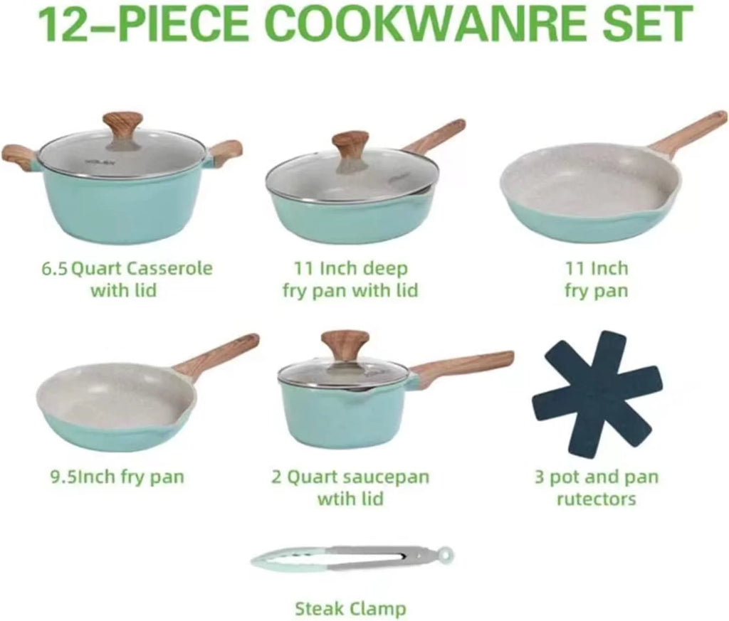 Nonstick Cookware Set 12-Piece with Granite Coating N31883