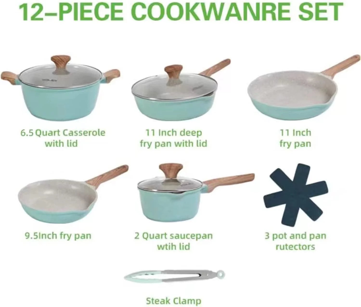 Nonstick Cookware Set 12-Piece with Granite Coating N31883