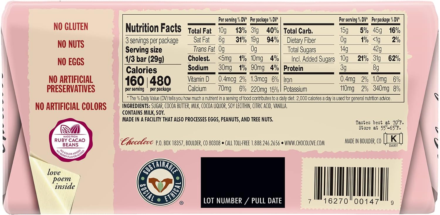 Ruby Chocolate 34% Cacao 3.2oz Bar 6 Pack M924588