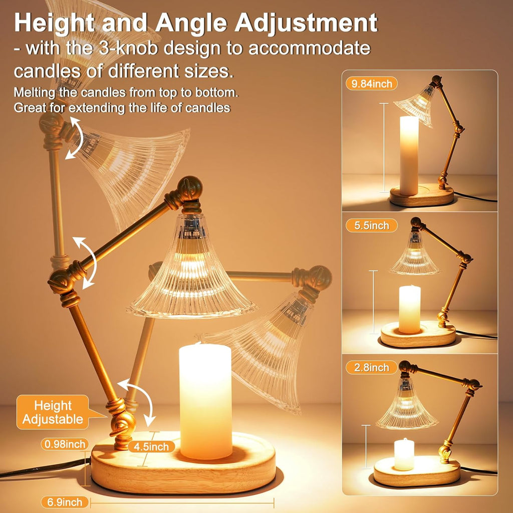 Candle Warmer Lamp with Timer, Adjustable Height, Dimmable, 2 Bulbs K289