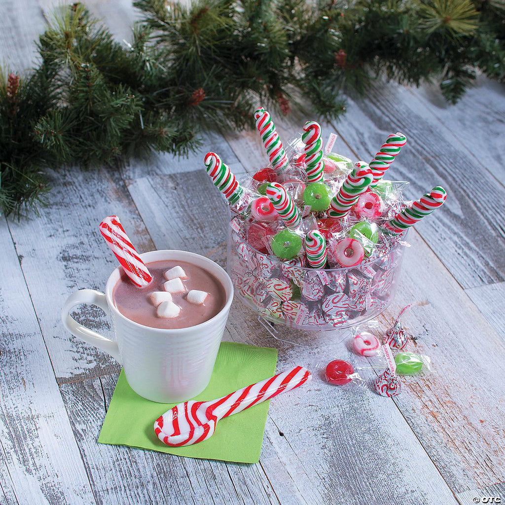 Peppermint Hard Candy Spoons for Hot Chocolate and Coffee Stirring, 48 Count S198739