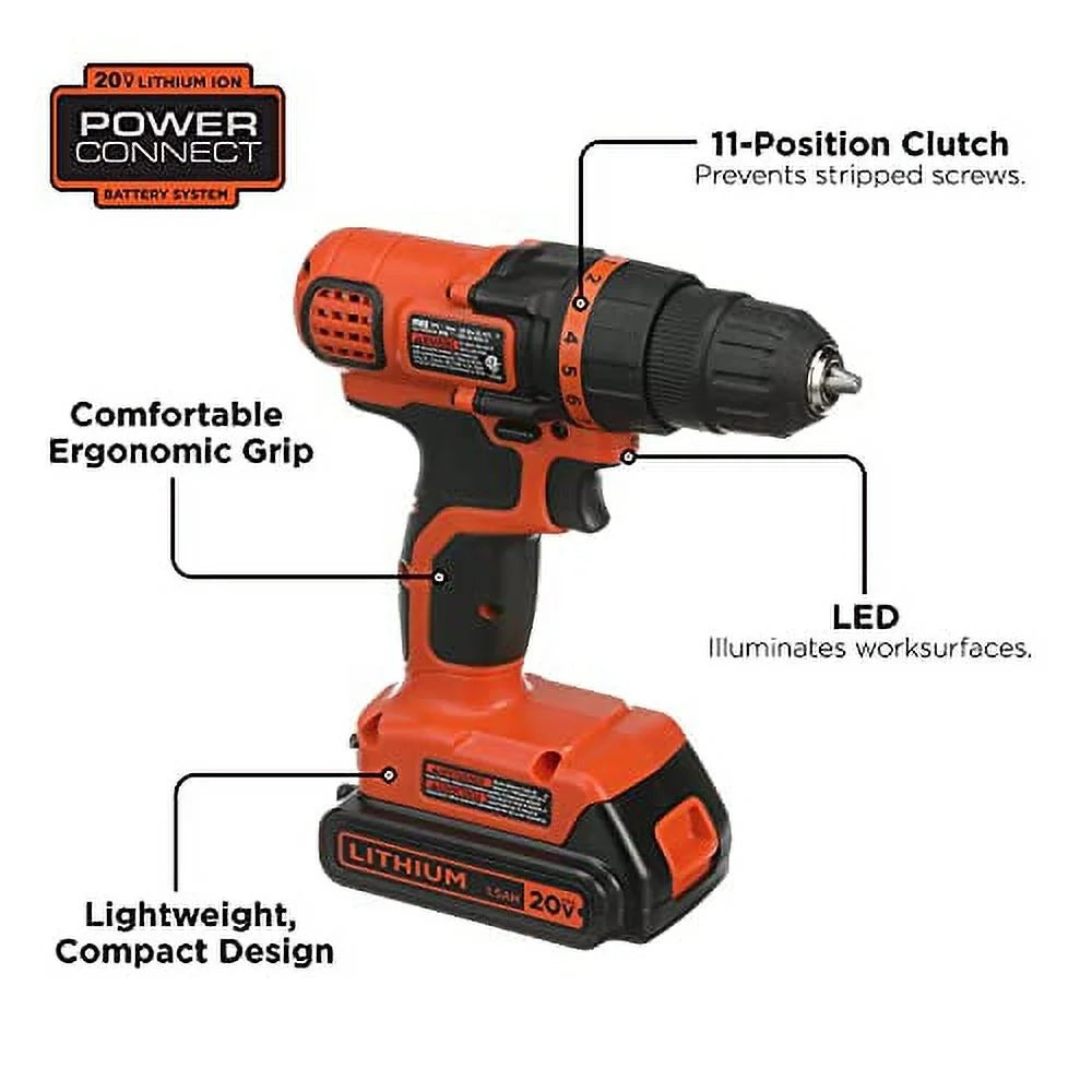 Cordless Drill and Driver, 3/8 Inch with LED Work Light P139358