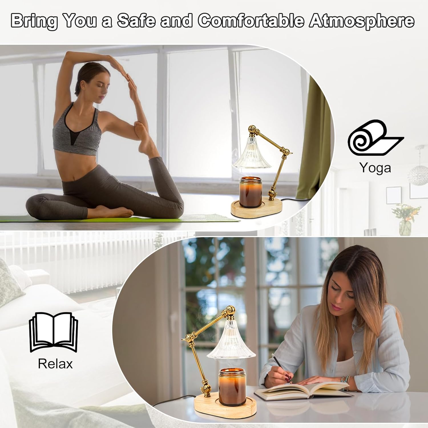 Candle Warmer Lamp with Timer, Adjustable Height, Dimmable, 2 Bulbs K289