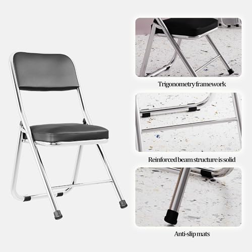 Folding Chairs with Padded Seats, Metal, Space Saving for Indoor Outdoor Use O657