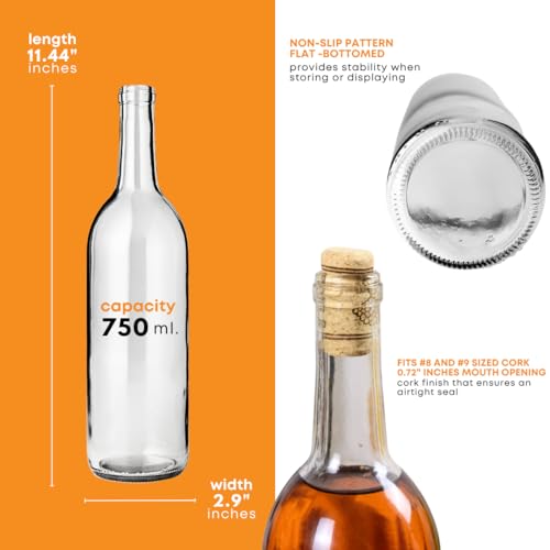 12 Clear Bordeaux Wine Bottles, 750 ml O7311