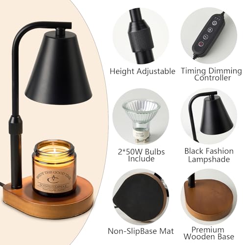 Candle Warmer Lamp with Timer, Adjustable Height, Dimmable, White P86604