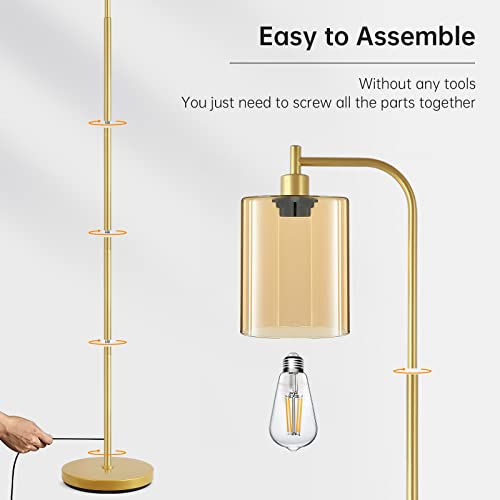 Industrial Floor Lamp with Mesh Glass Shade, LED Bulb Included, Foot Switch K167391