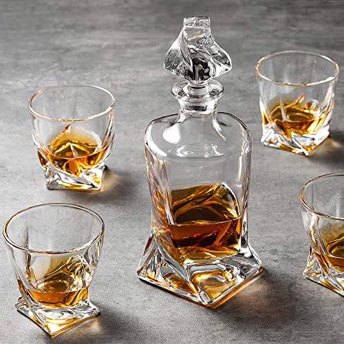 Whiskey Decanter Set with 4 Glasses in Gift Box D662