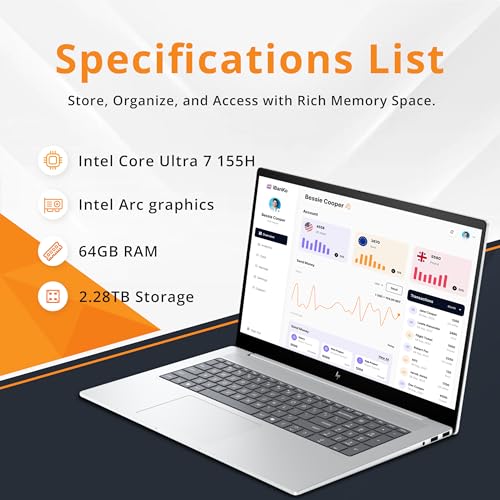 17.3" FHD Touchscreen Laptop, Intel Core i7, 64GB RAM, 1TB SSD M266