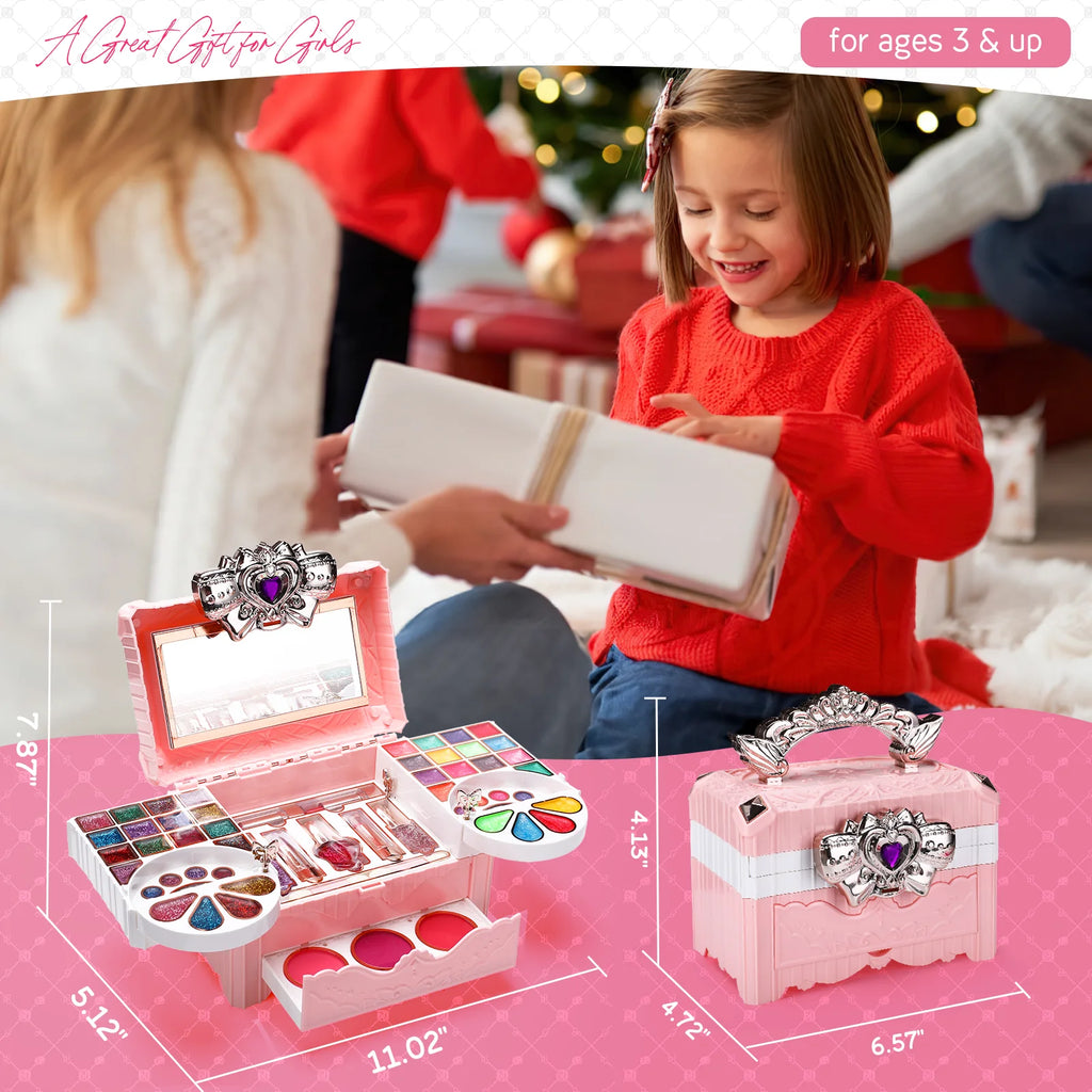 Kids Makeup Kit Toys for Girls, 90 Pcs Washable Play Set, Ages 3-10 D724103