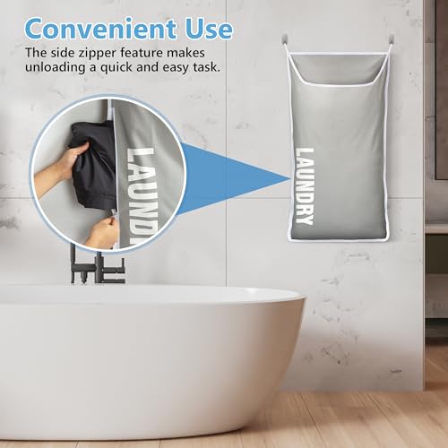 Over-the-Door Laundry Hamper Bag for Dirty Clothes, Wall Mounted, Washable, XL B45611