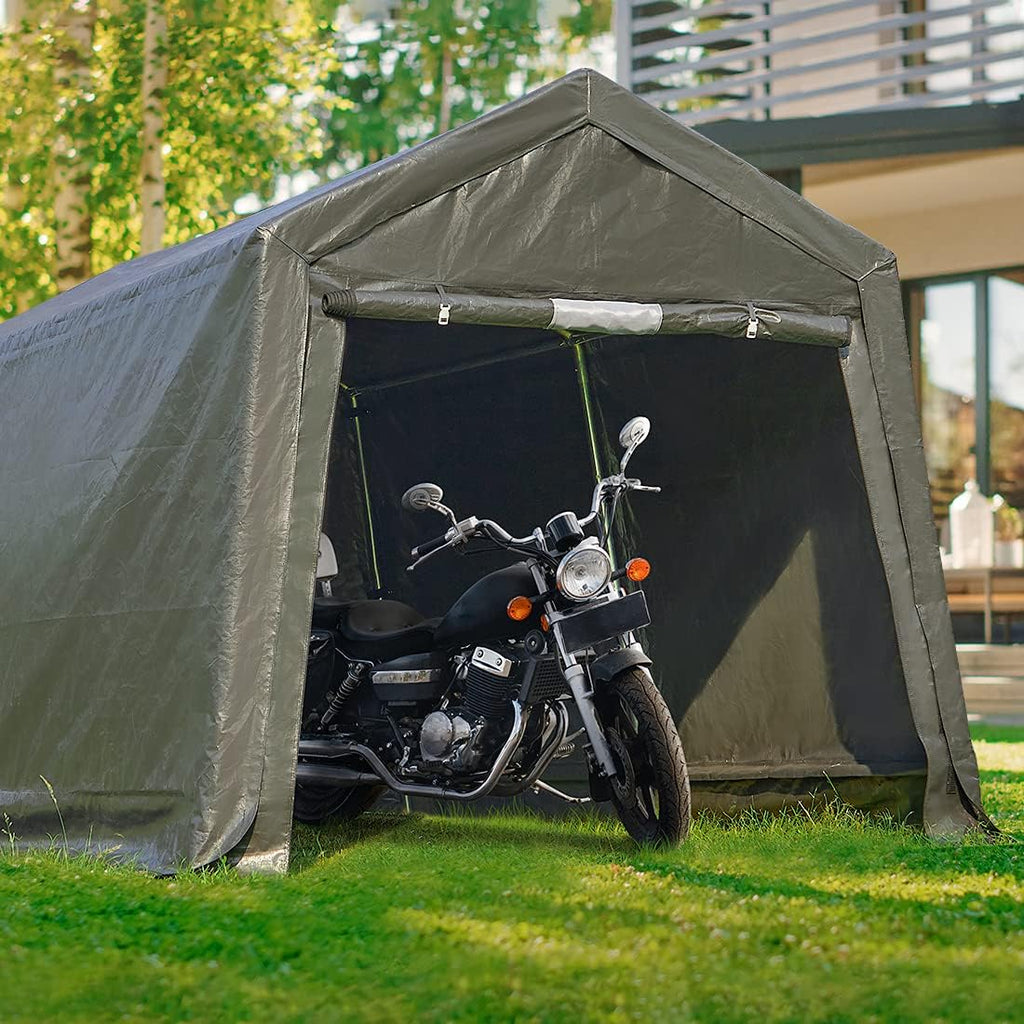 10x10 ft Heavy Duty Portable Canopy Shelter Shed with Roll up Zipper Doors A63834