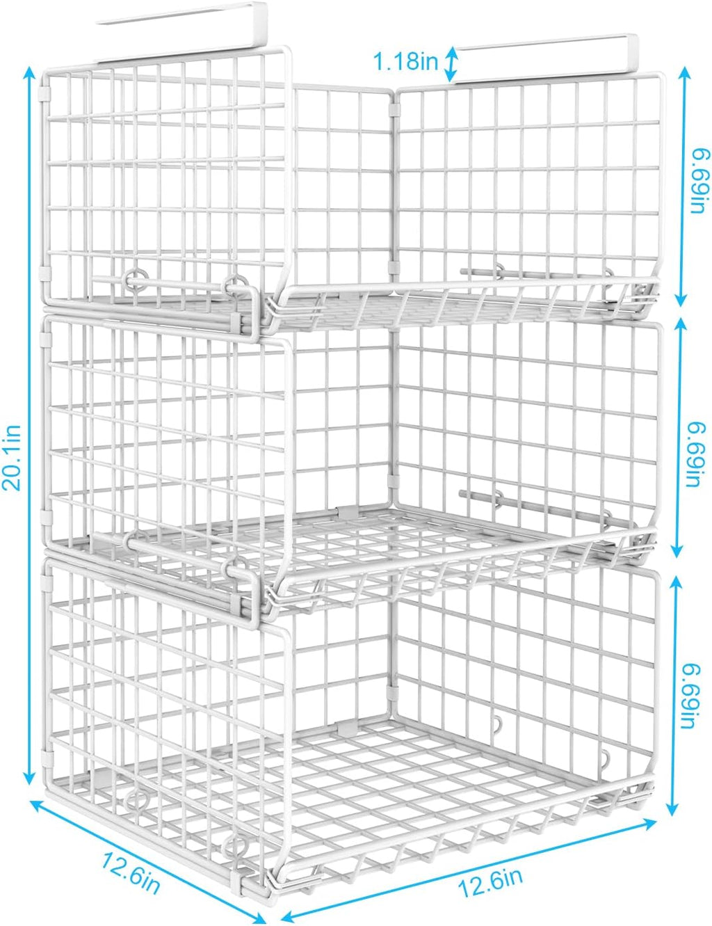 Under Closet Shelf Basket Hanging Clothes Storage Organizer with Hooks P180002