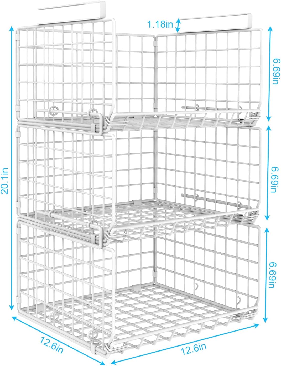 Under Closet Shelf Basket Hanging Clothes Storage Organizer with Hooks P180002