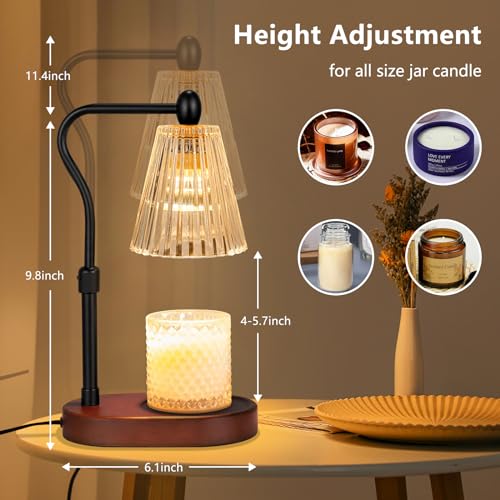 Candle Warmer Lamp with Timer and Dimmer, Adjustable Height, Electric Wax Melt Warmer with 2 Bulbs X245