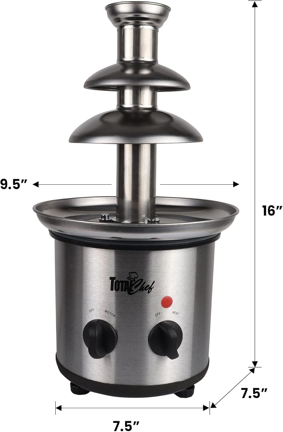 3 Tier Electric Chocolate Fondue Fountain Machine Stainless Steel Adjustable Temperature K8458