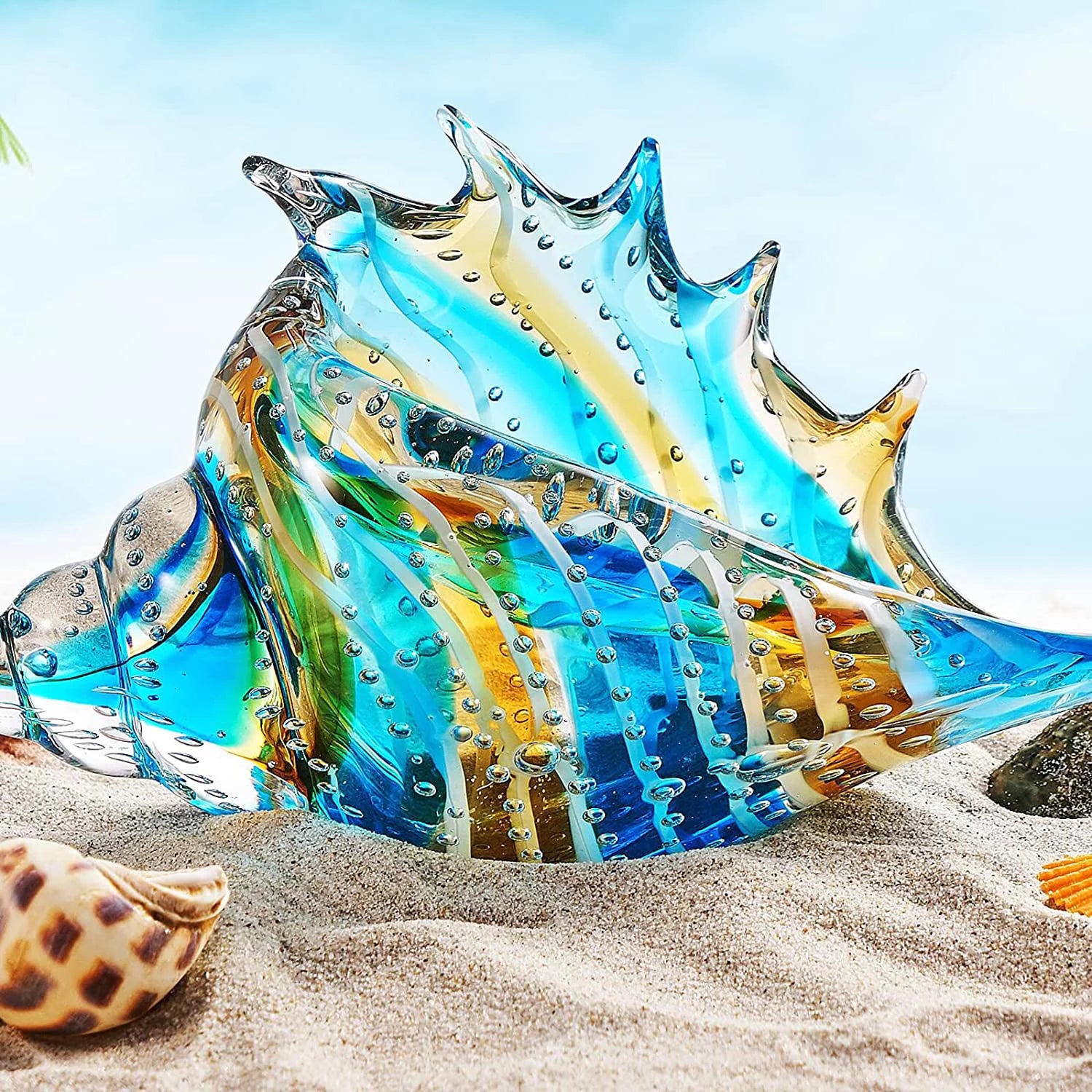 Hand Blown Glass Conch Figurine Sea Animal Home Decor R261392