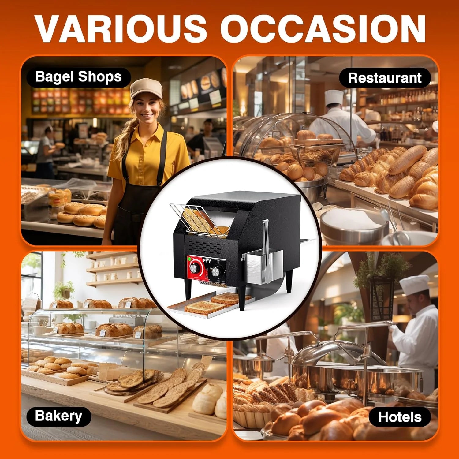 Electric Conveyor Toaster for Restaurant Bun Bagel Bread J3876
