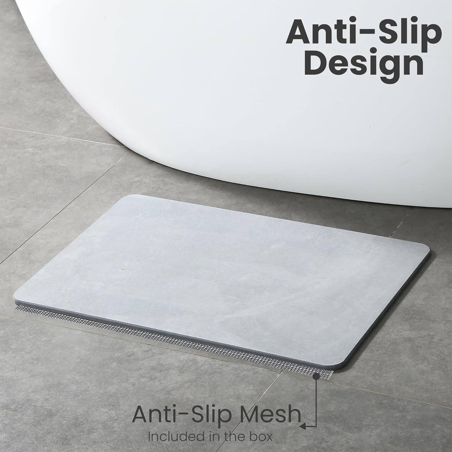 Diatomaceous earth bath mat, non-slip, fast drying W618159