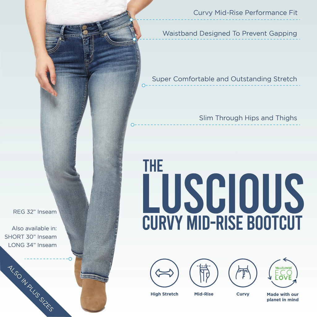 Women's Curvy Bootcut Mid-Rise Stretch Jeans O990