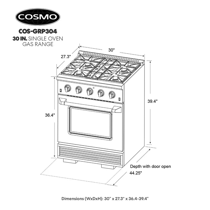 Gas Range 3.5 cu. ft. with 4 Burners, Stainless Steel X497250