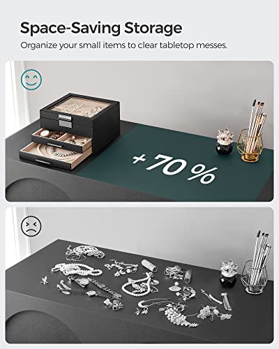 Jewelry Box with Glass Lid, 4-Layer Organizer, 3 Drawers Q1936
