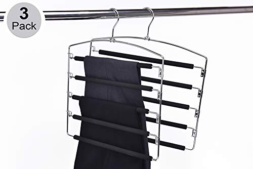 Multi-Pants Hangers with Non-Slip Foam Padding, Space-Saving Metal Design, Swivel Hook X1533
