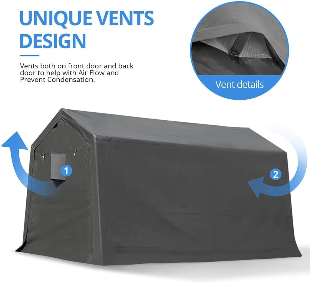 10x10 ft Heavy Duty Portable Canopy Shelter Shed with Roll up Zipper Doors A63834