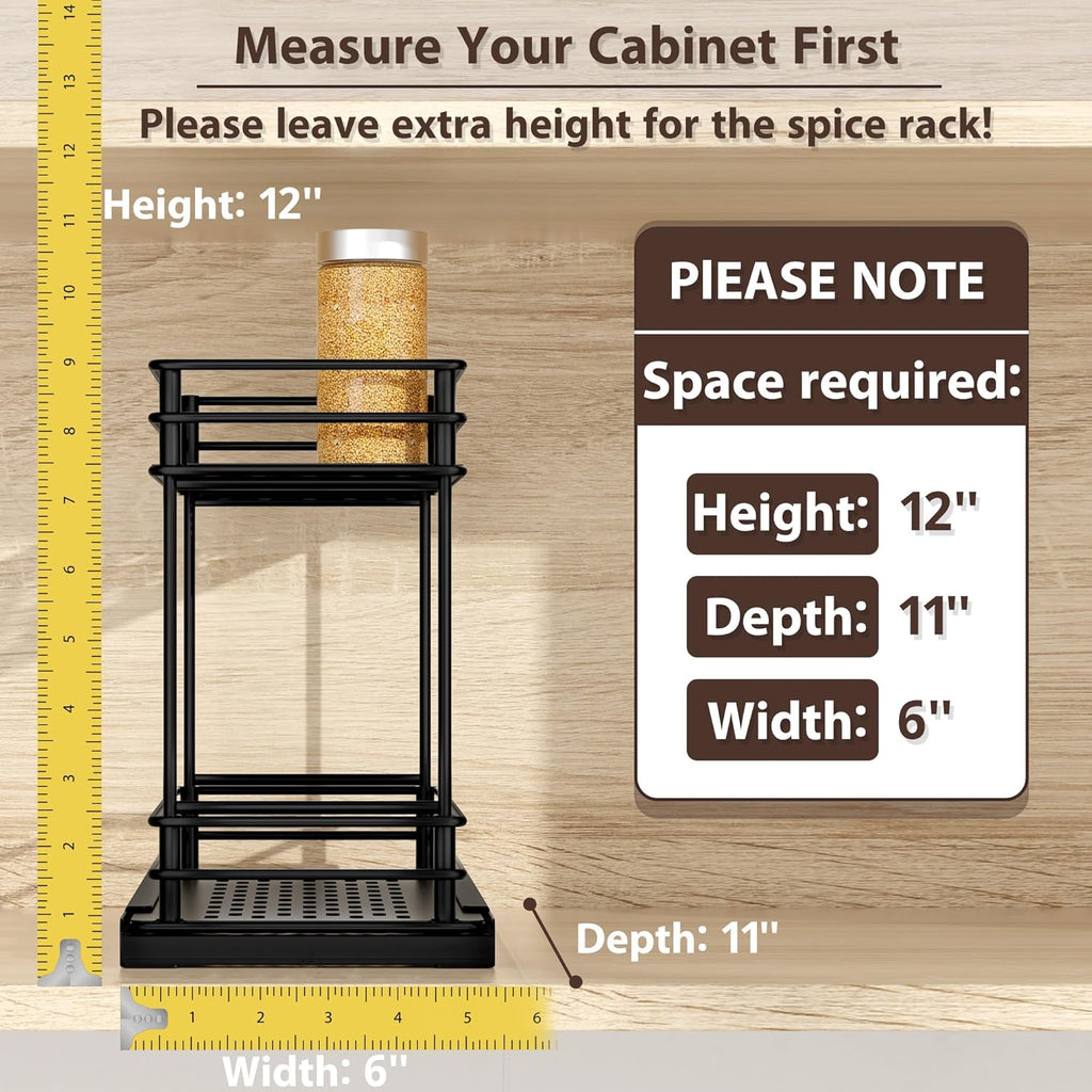 Spice Rack Organizer 2-Pack, 2-Tier Pull Out for Kitchen Cabinet T2006