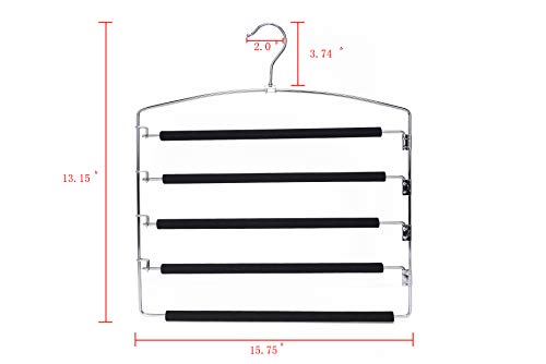 Multi-Pants Hangers with Non-Slip Foam Padding, Space-Saving Metal Design, Swivel Hook X1533