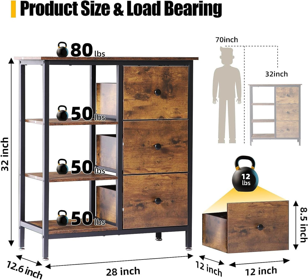 Coffee Station Cabinet with 3 Wooden Drawers and Shelves Z288126