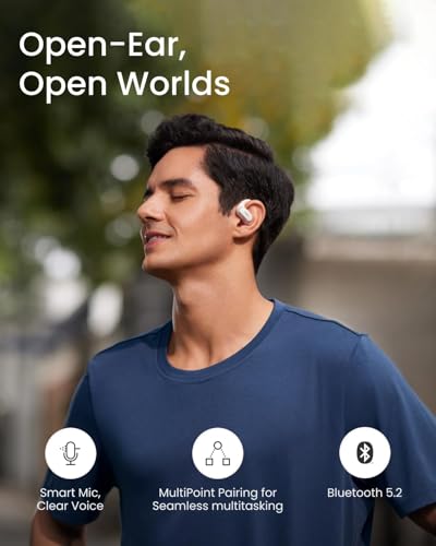Open-Ear Wireless Earbuds with Secure Earhooks, Water Resistant, Black E3892