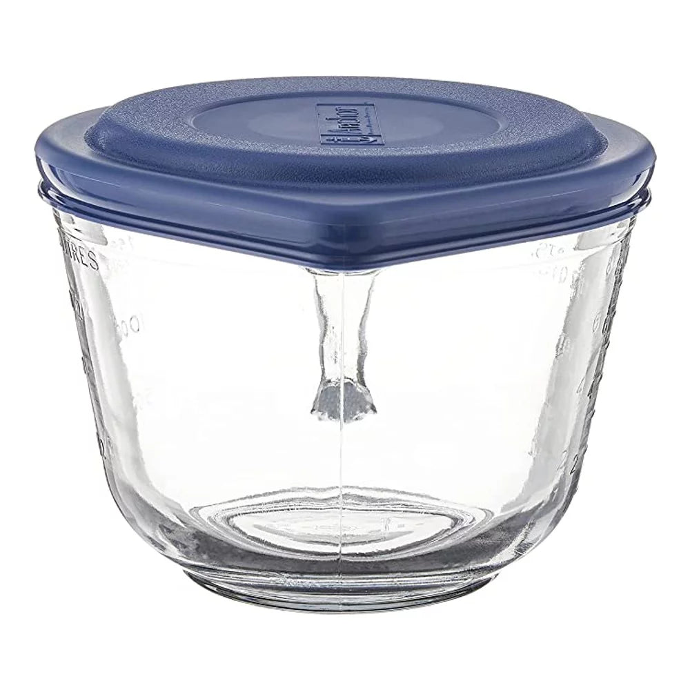 Glass Batter Bowl with Blue Lid, 2 Quart X165198
