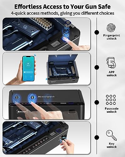 Biometric Gun Safe for Handgun with Fingerprint and Keypad Access M8827