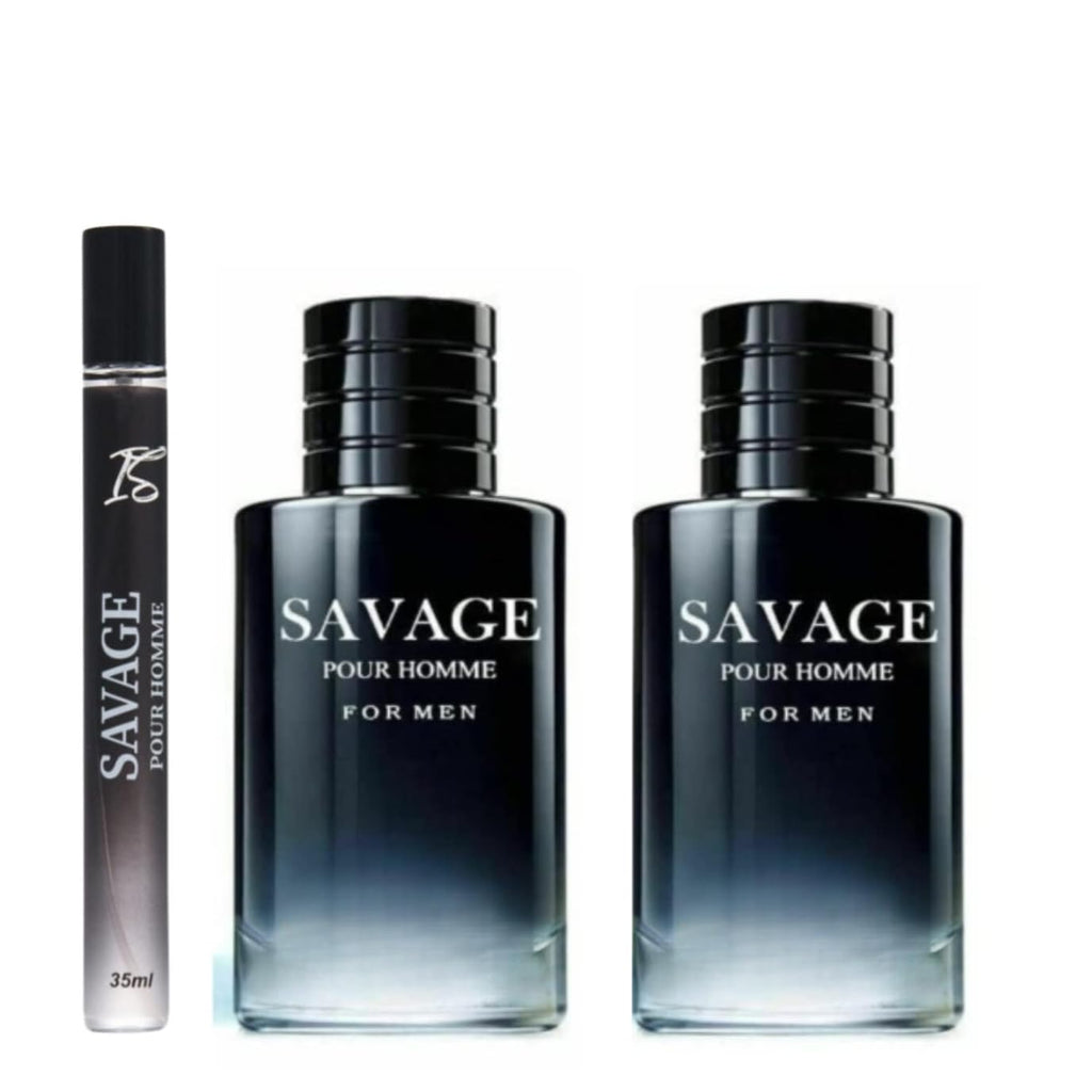 Savage Extrait De Parfum Spray for Men, 3.4 oz + Travel Spray, Pack of 3 X9909