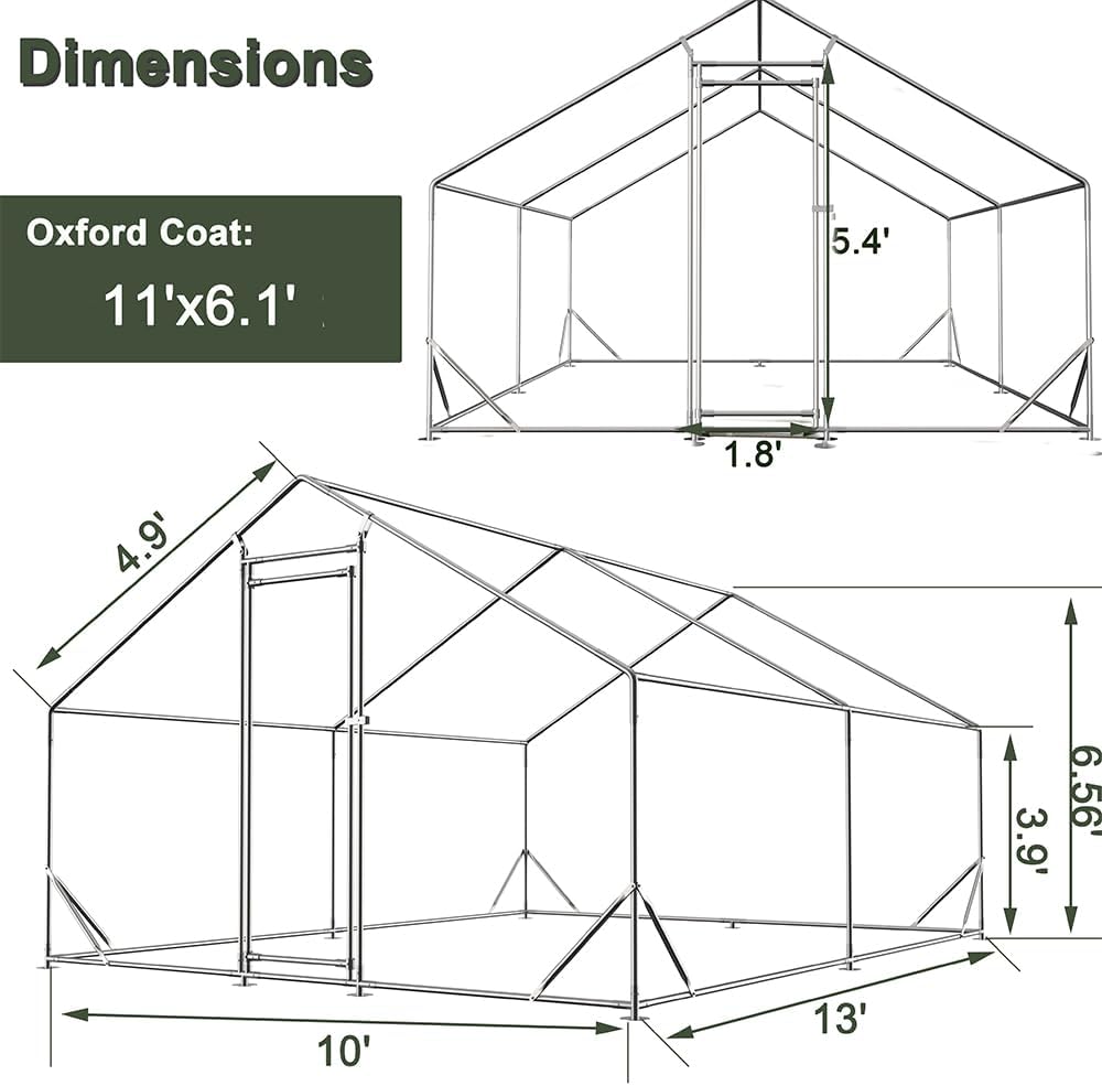 Large Metal Chicken Coop Walk-in Poultry Cage with Waterproof Cover N240127